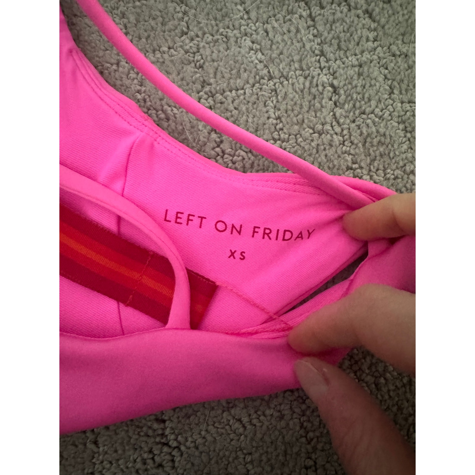 Nwt Left On Friday Sunday Bikini Top In Shock Pink Sz Xs — image 6 of 6